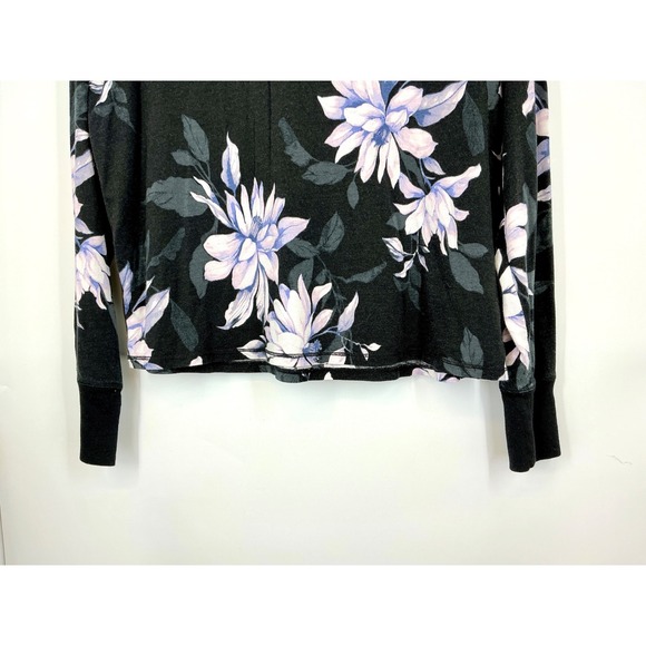Calvin Klein Floral Hooded Top Size M Black Long Sleeve Lightweight Hoodie Y2K - Picture 3 of 12